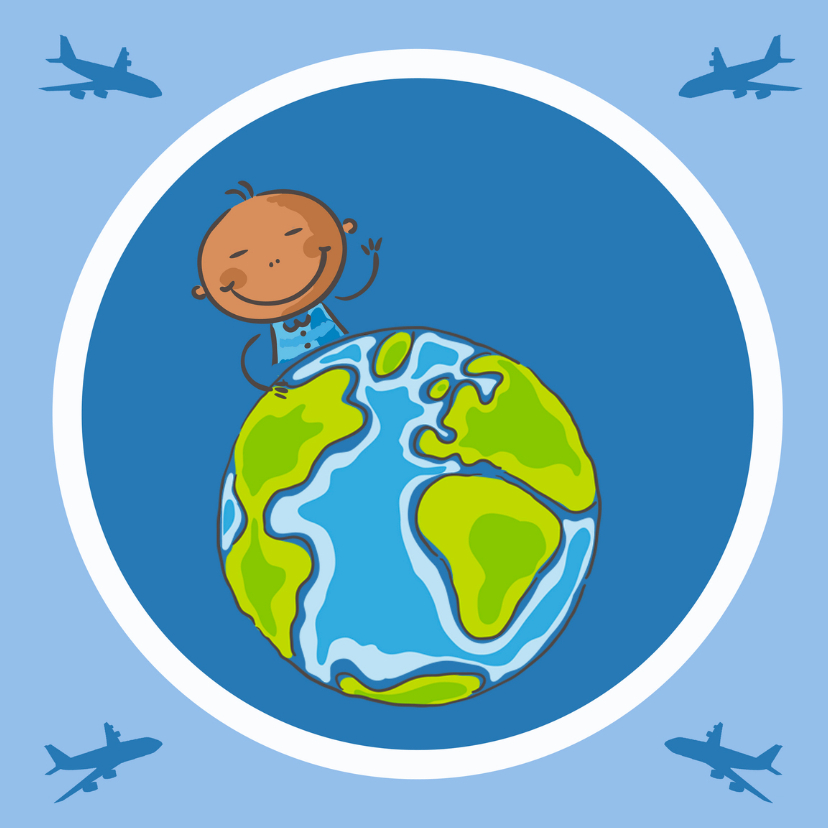 Geboortekaartjes - Aankomstkaart jongetje van de wereld