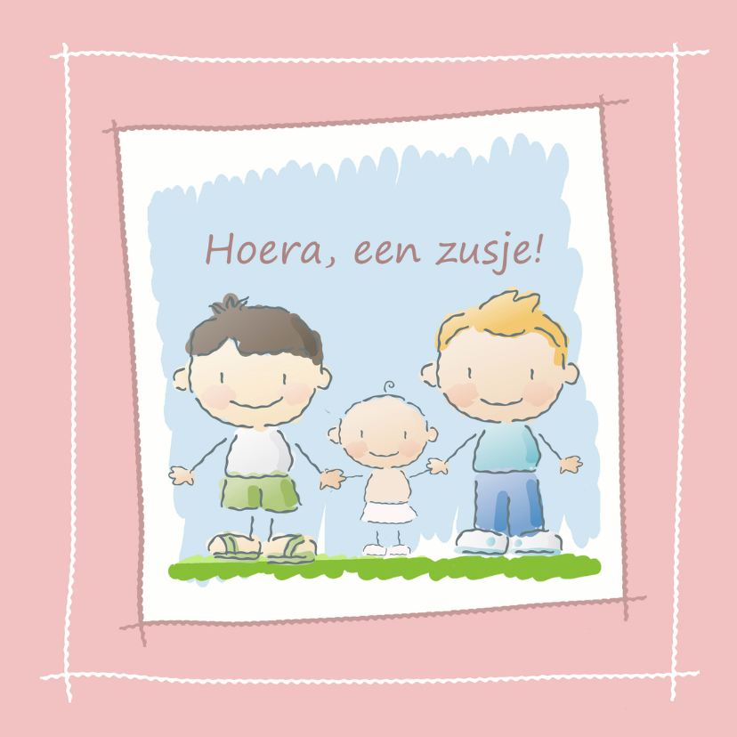 Geboortekaartjes - Broertjes krijgen een zusje erbij