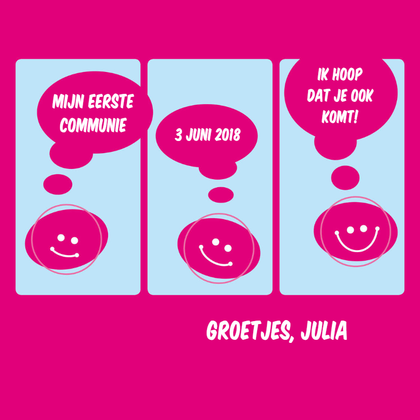 Communiekaarten - communie stripverhaal meisje