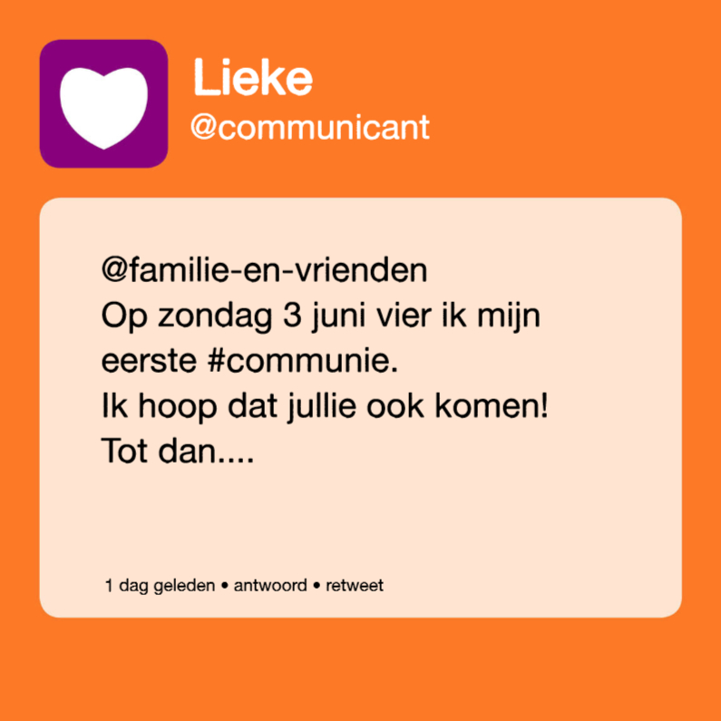 Communiekaarten - communie tweet meisje