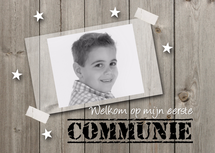 Communiekaarten - Communiekaart hout met foto