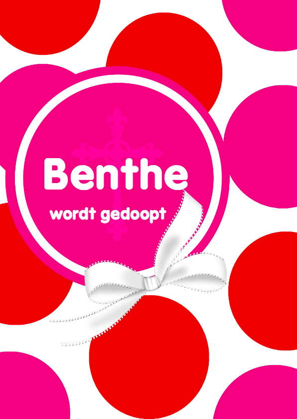 Doopkaarten - Doopkaart Kruis roze rood
