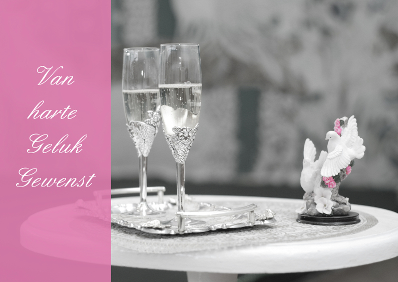 Felicitatiekaarten - Felicaitie huwelijk Kleurrijk Zwart Wit