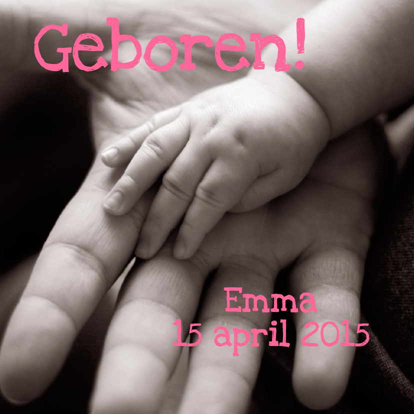 Geboortekaartjes - Geboortekaartje Handjes Foto