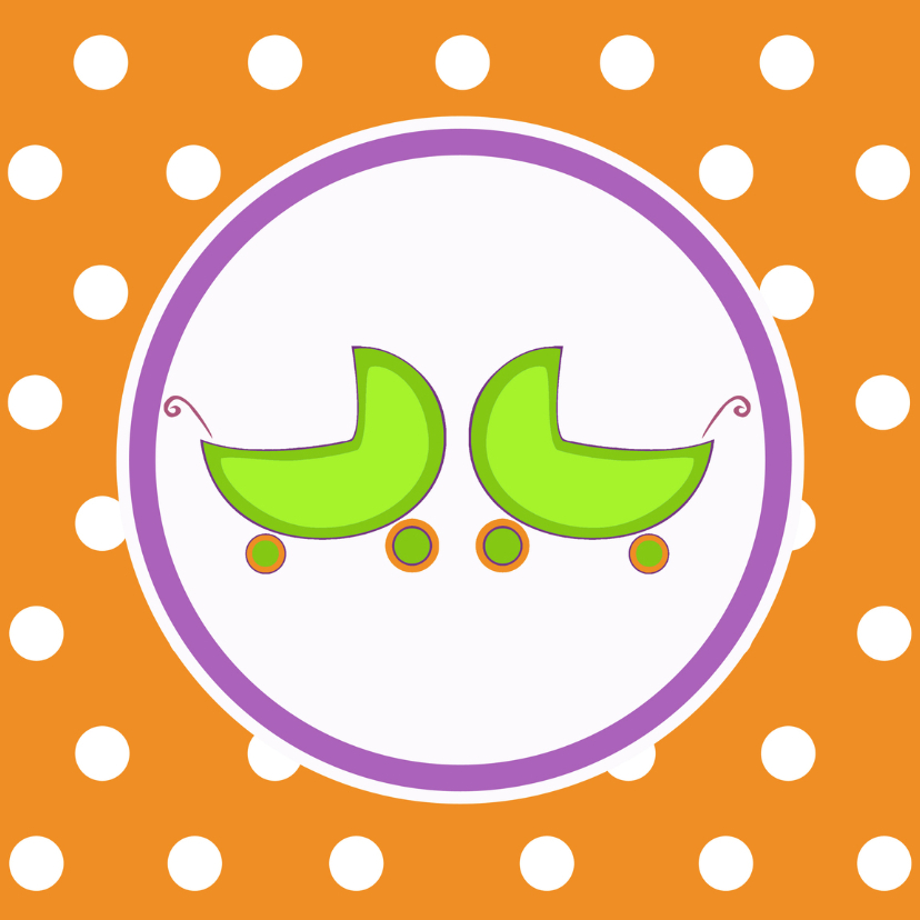 Geboortekaartjes - Geboortekaartje tweeling met wiegjes