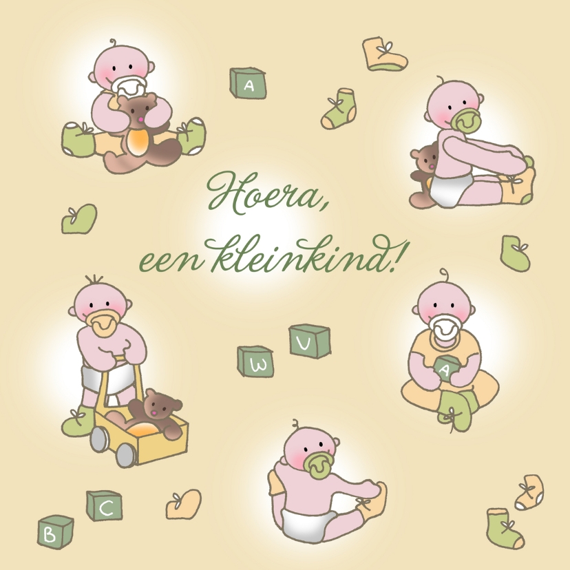 Felicitatiekaarten - Hoera een kleinkind traditioneel