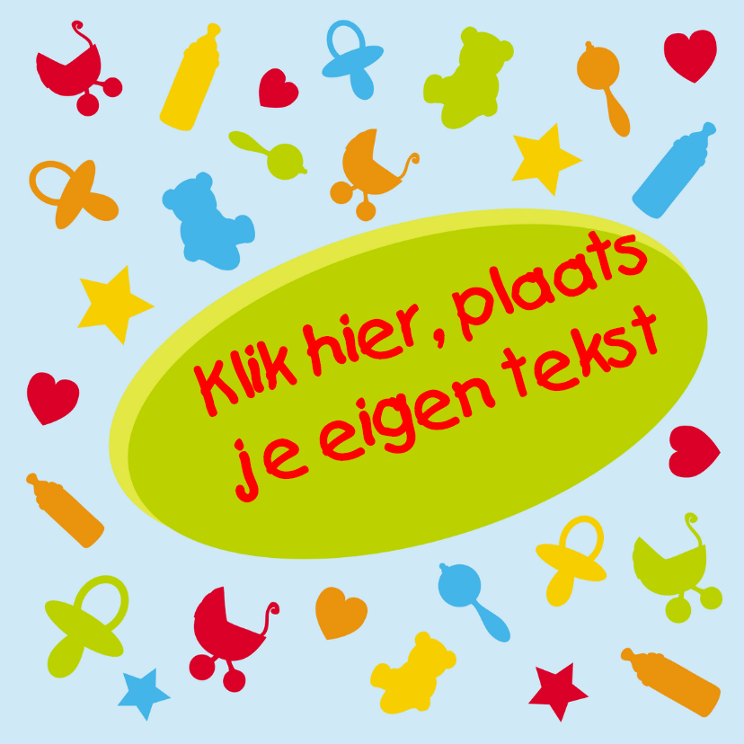 Uitnodigingen - Kraamfeestkaart Baby figuren
