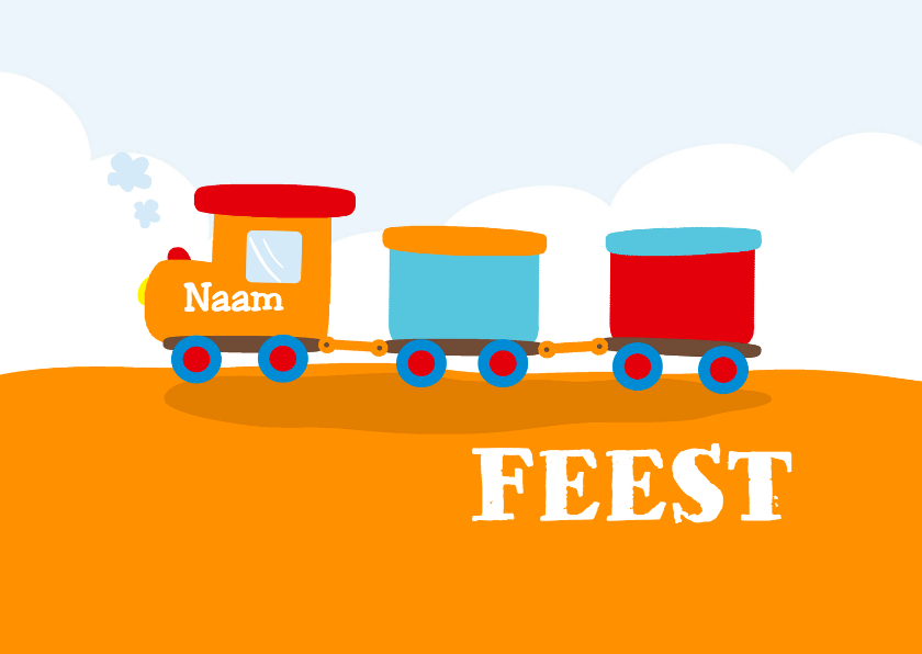 Uitnodigingen - Leuke kinderkaart met treintje