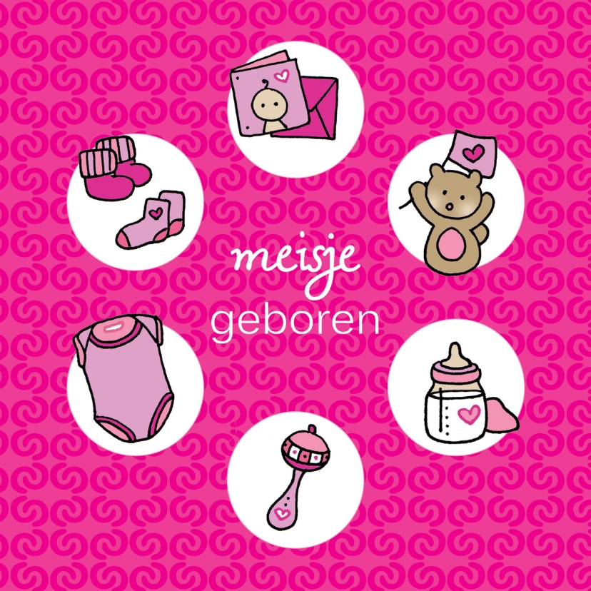 Felicitatiekaarten - meisje geboren cirkels