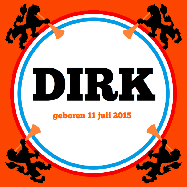Geboortekaartjes - Oranje geboortekaart met vuvuzelas