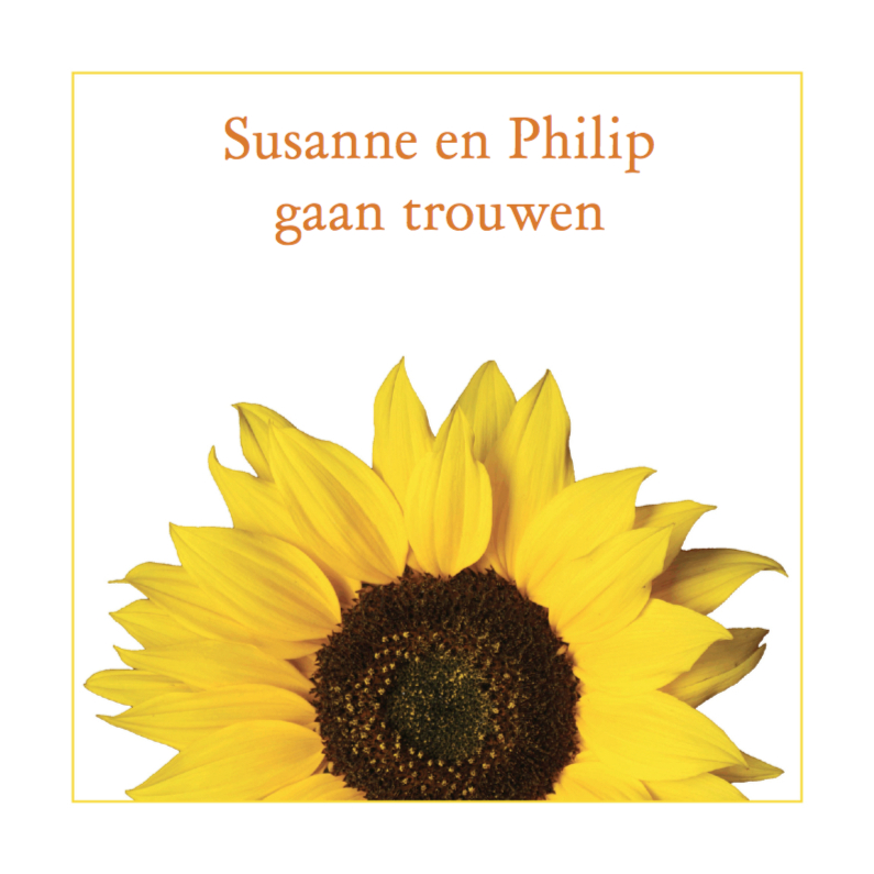Trouwkaarten - Trouwkaart Zonnebloem
