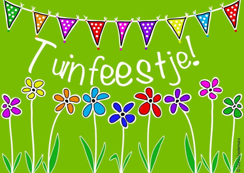 Tuinfeestje bloemen en slingers Uitnodigingen Kaartje2go