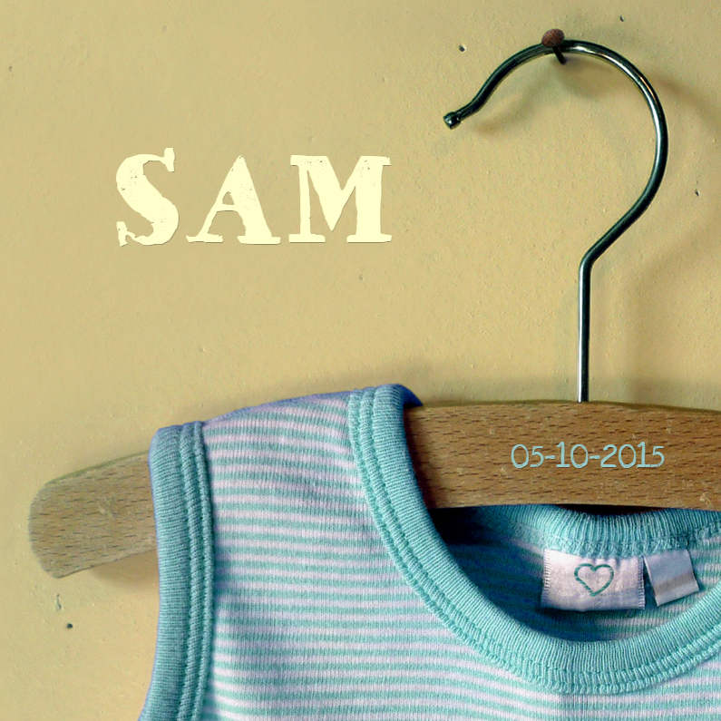 Geboortekaartjes - vintage romper boy Sam