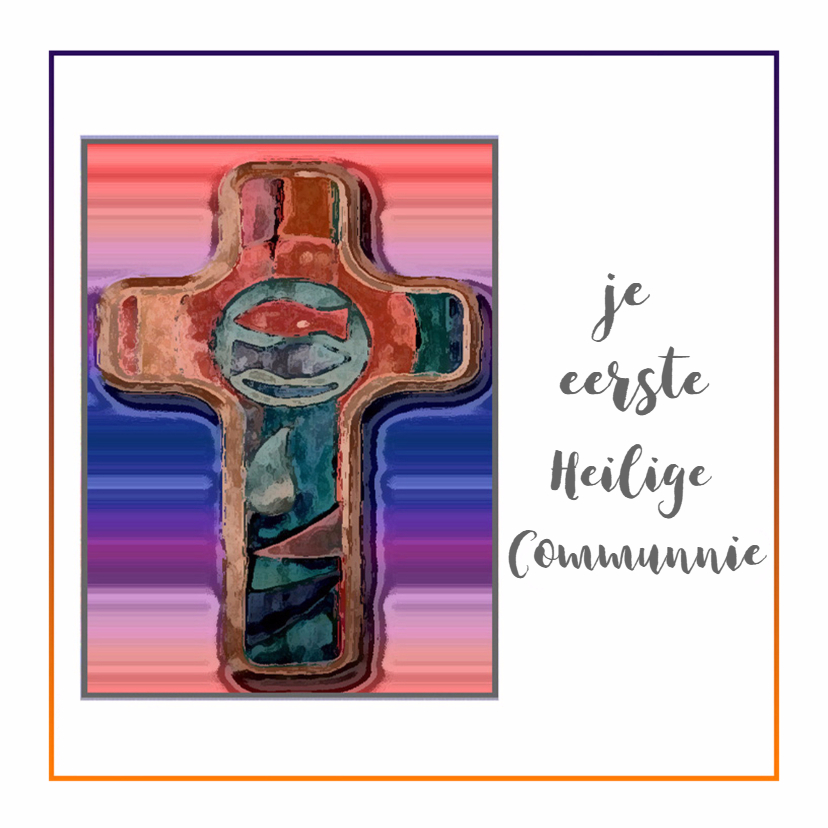 Communiekaarten - vrolijk kruisje