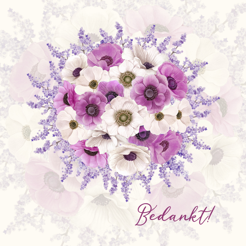 Bedanken met bloemenboeket - Bedankkaartjes Bedankkaartjes - Bedanken met bloemenboeket
