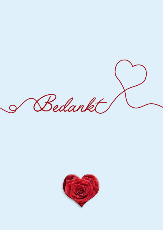 Bedankkaart Bedankt sierlijke tekst met hartje - Bedankkaartjes Bedankkaartjes - Bedankkaart Bedankt sierlijke tekst met hartje