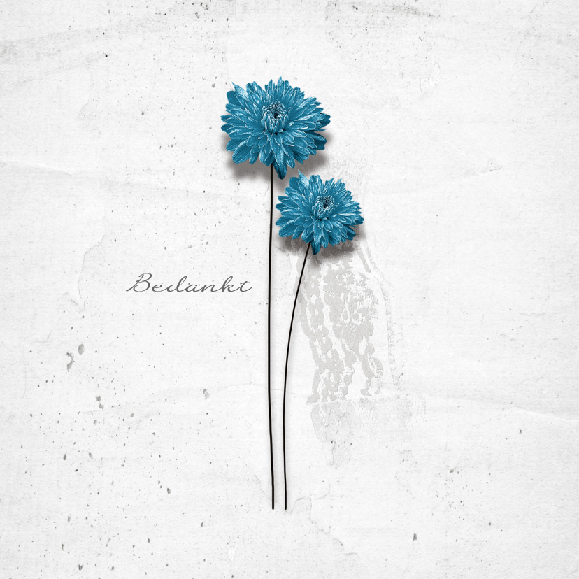 Bedankkaart Bloemen Blauw - Bedankkaartjes Bedankkaartjes - Bedankkaart Bloemen Blauw