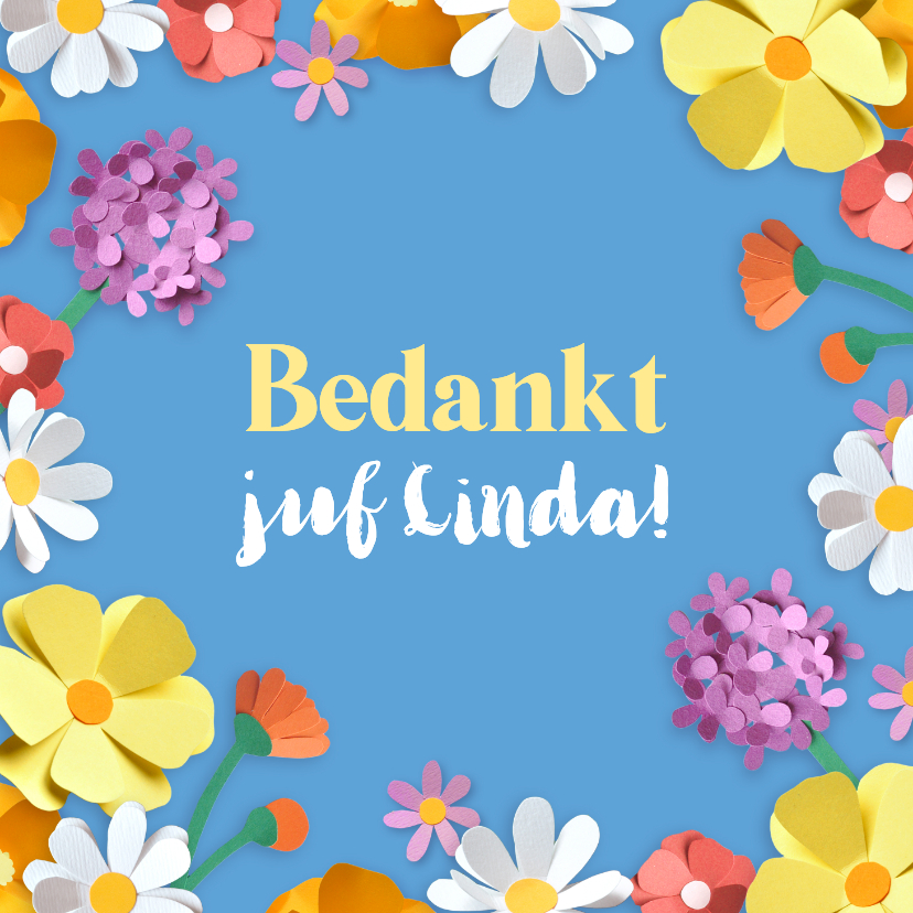 Bedankkaart bloemenrand juf - Bedankkaartjes Bedankkaartjes - Bedankkaart bloemenrand juf