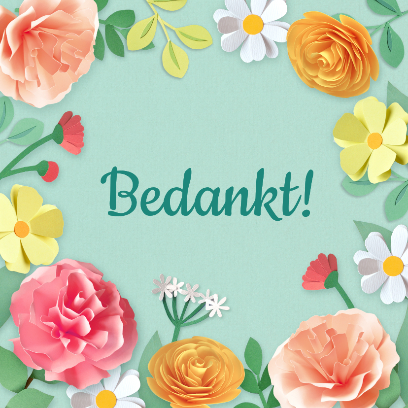 Bedankkaartjes - Bedankkaart bloemenrand