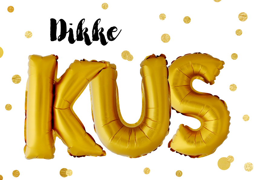 Bedankkaartjes - Bedankkaart dikke kus gouden ballonnen