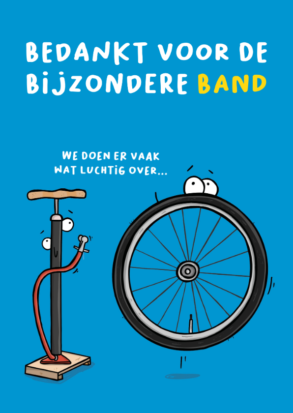 Bedankkaart fietsband met fietspomp - Bedankkaartjes Bedankkaartjes - Bedankkaart fietsband met fietspomp