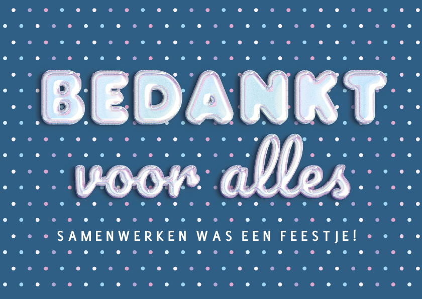 Bedankkaartjes - Bedankkaart folie ballon letters collega