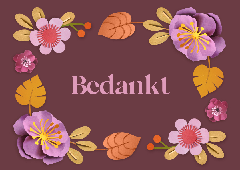 Bedankkaart herfstbloemen - Bedankkaartjes Bedankkaartjes - Bedankkaart herfstbloemen