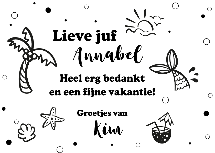 Bedankkaart lieve juf bedankt en een fijne vakantie - Bedankkaartjes Bedankkaartjes - Bedankkaart lieve juf bedankt en een fijne vakantie