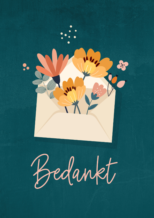 Bedankkaartjes - Bedankkaart met bloemen in enveloppe