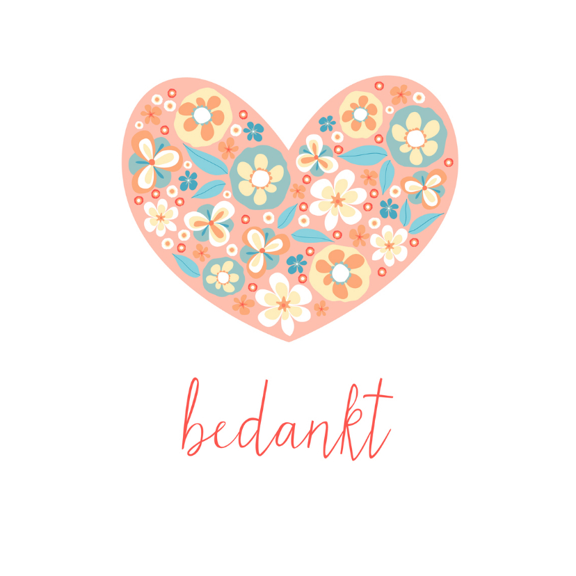 Bedankkaart met bloemenhart - Bedankkaartjes Bedankkaartjes - Bedankkaart met bloemenhart