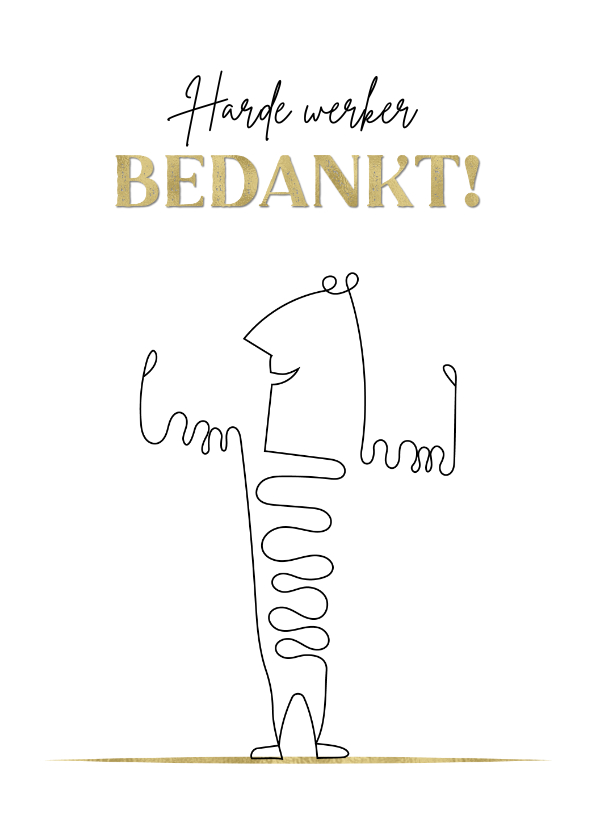 Bedankkaartjes - Bedankkaart met originele lijntekening van krachtpatser