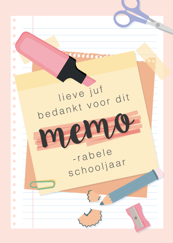 Bedankkaart voor de juf voor een 'memorabel' schooljaar. - Bedankkaartjes Bedankkaartjes - Bedankkaart voor de juf voor een 'memorabel' schooljaar.