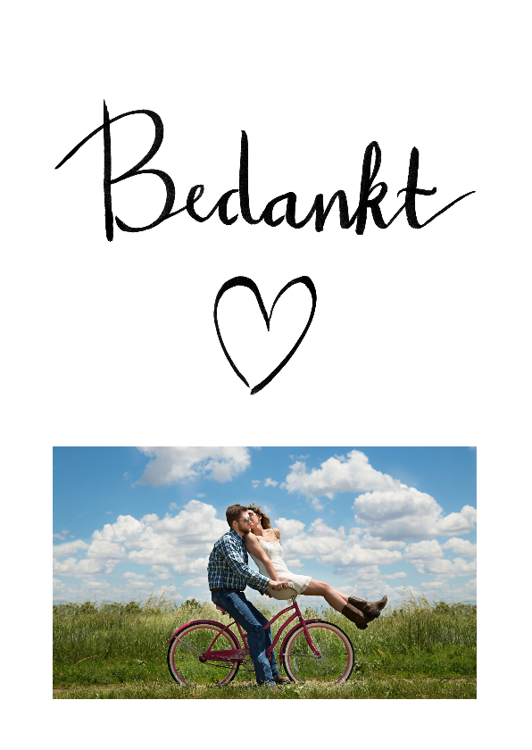 Bedankkaart vriend(in) met handlettering tekst en eigen foto - Bedankkaartjes Bedankkaartjes - Bedankkaart vriend(in) met handlettering tekst en eigen foto