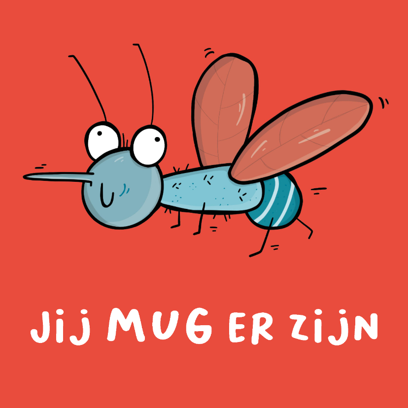 Bedankkaart Vrolijk vliegende mug - Bedankkaartjes Bedankkaartjes - Bedankkaart Vrolijk vliegende mug