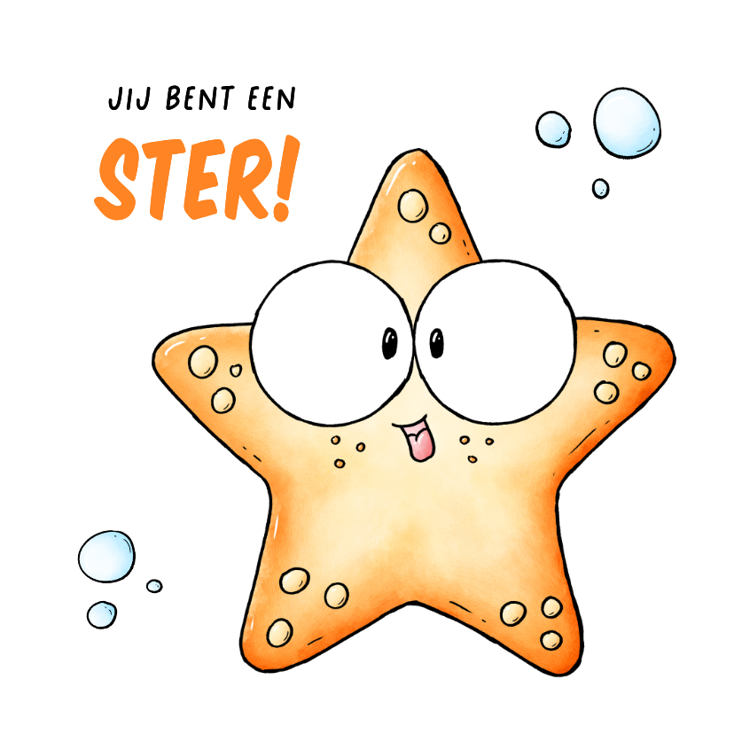 Bedankkaart zeester 'Jij bent een ster!' - Bedankkaartjes Bedankkaartjes - Bedankkaart zeester 'Jij bent een ster!'