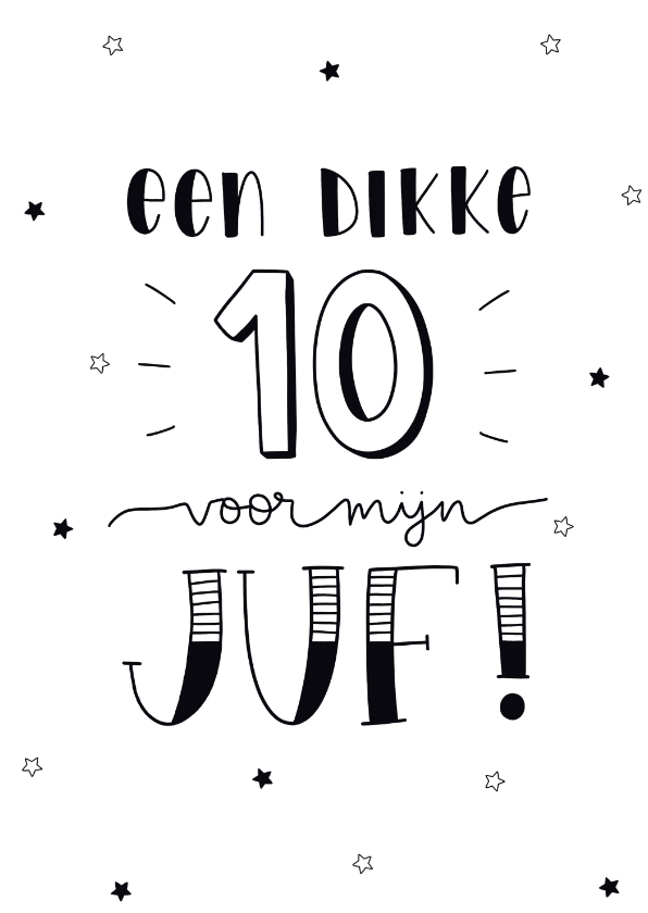 Bedankkaartjes - Bedankkaartje - Een dikke 10 voor mijn juf!