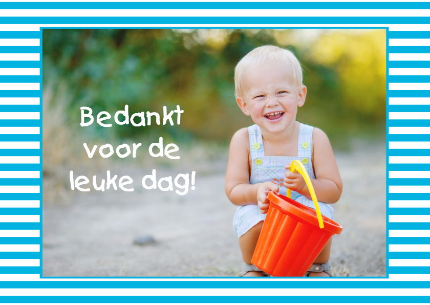 Bedankkaartje Eigen Foto Strepen - Bedankkaartjes Bedankkaartjes - Bedankkaartje Eigen Foto Strepen