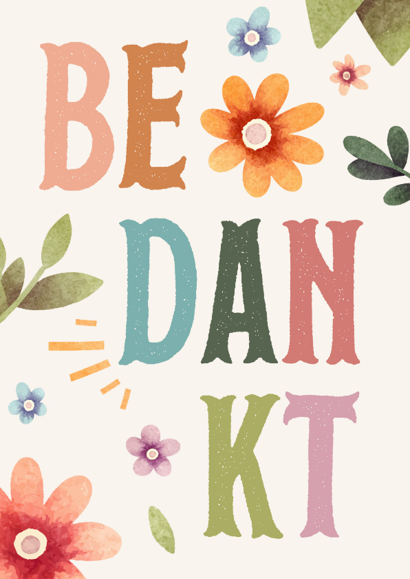 Bedankkaartje met kleurrijk tekst - Bedankkaartjes Bedankkaartjes - Bedankkaartje met kleurrijk tekst