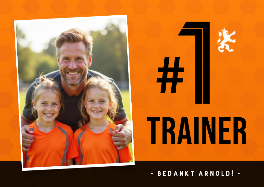Bedankkaartje trainer sport met eigen foto en #1 tekst - Bedankkaartjes Bedankkaartjes - Bedankkaartje trainer sport met eigen foto en #1 tekst