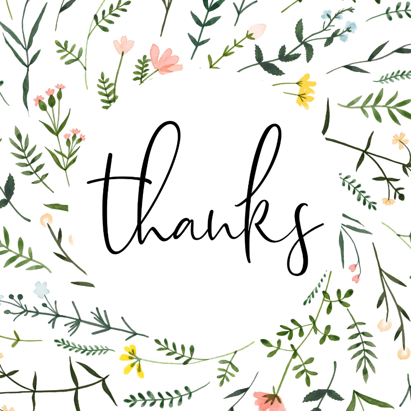 Bedankkaartjes - Bedankkaartjes | Thanks, wilde vrolijke bloemen