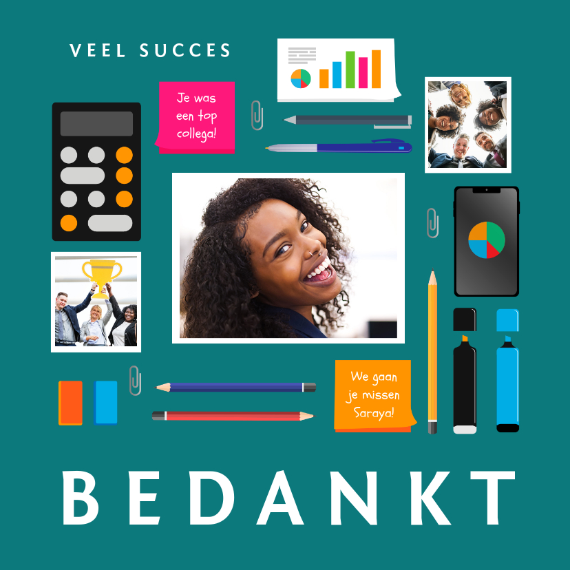 Bedankkaartjes - Bedankt collega nieuwe baan veel succes