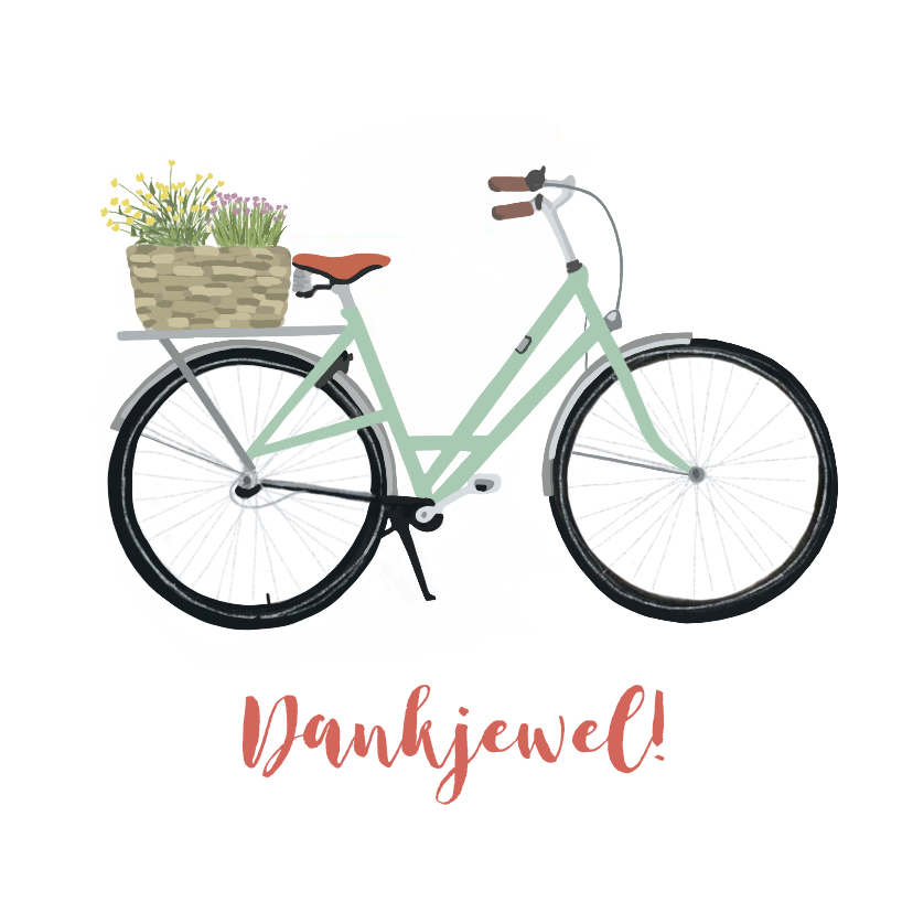 Bedankt Fiets met bloemenmand - Bedankkaartjes Bedankkaartjes - Bedankt Fiets met bloemenmand
