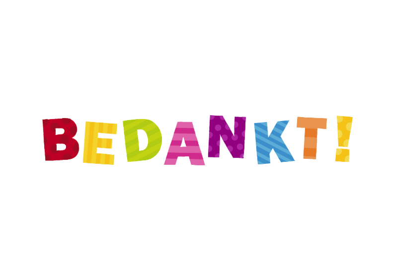 Bedankt Gekleurde letters - Bedankkaartjes Bedankkaartjes - Bedankt Gekleurde letters
