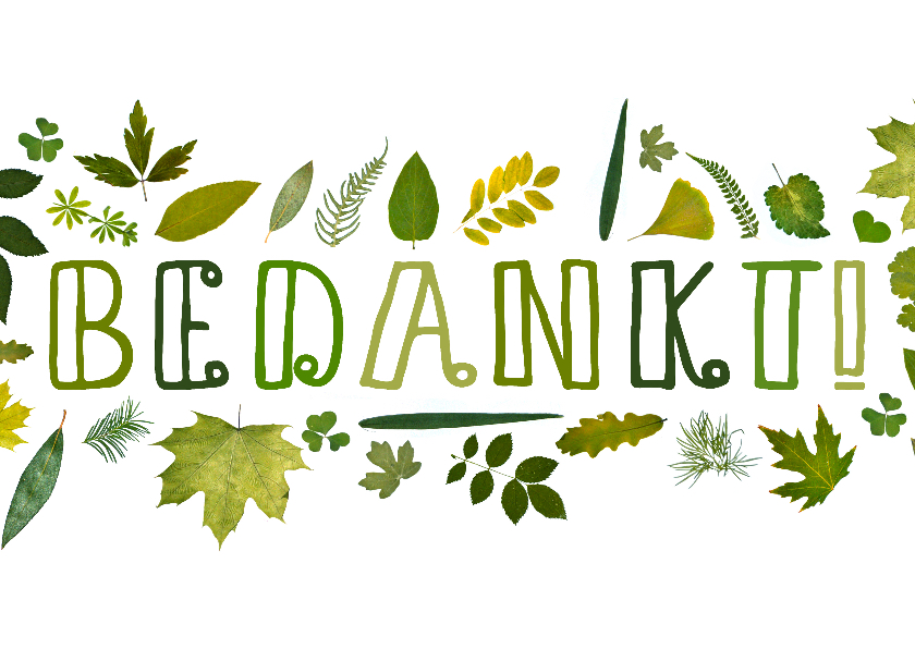Bedankt groene blaadjes - Bedankkaartjes Bedankkaartjes - Bedankt groene blaadjes