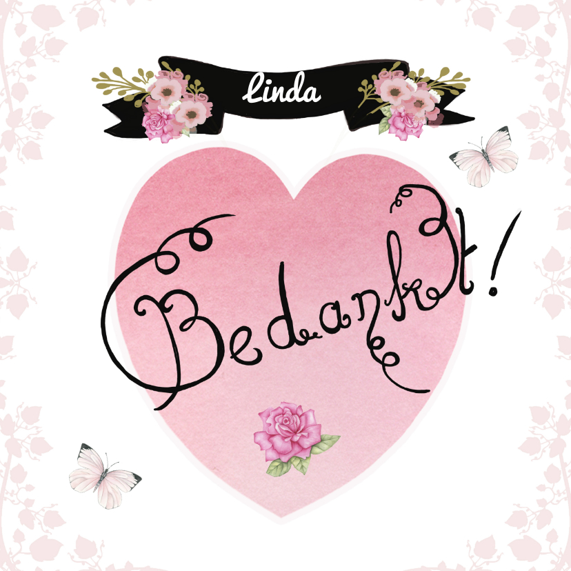 Bedankt hart banner - Bedankkaartjes Bedankkaartjes - Bedankt hart banner