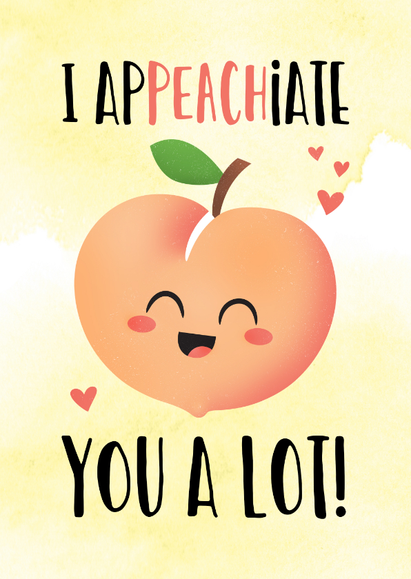 Bedankkaartjes - Bedankt kaart grappig I apPEACHiate you cute kawaii perzik
