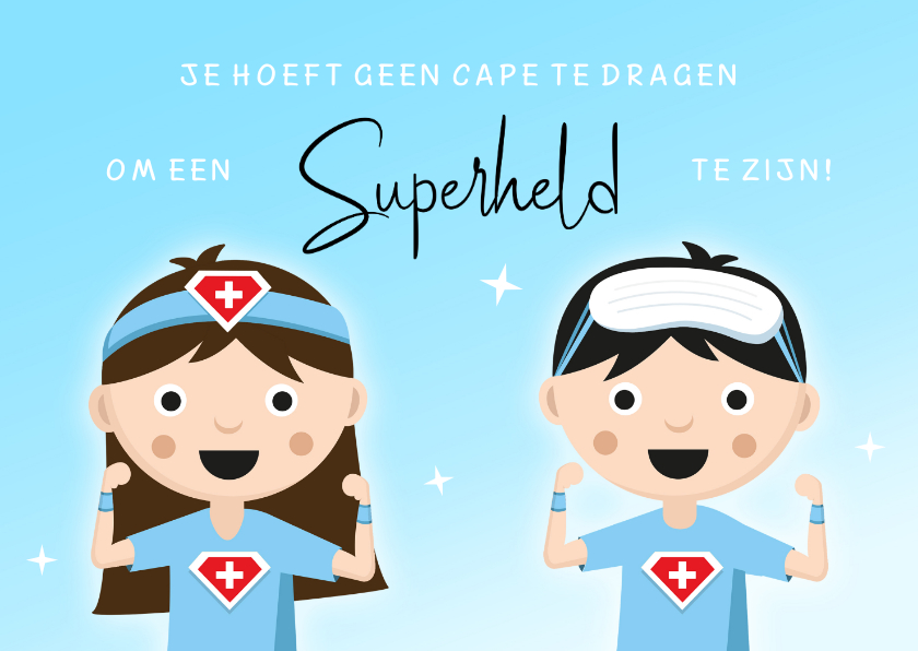 Bedankkaartjes - Bedankt kaart voor hulpverleners in de zorg superhelden cape