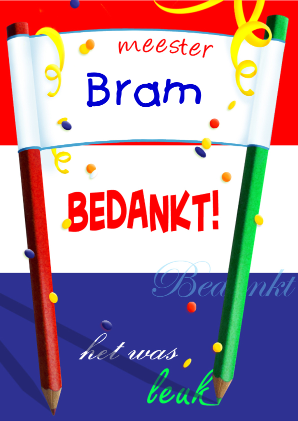 Bedankt Meester Vlag - Bedankkaartjes Bedankkaartjes - Bedankt Meester Vlag