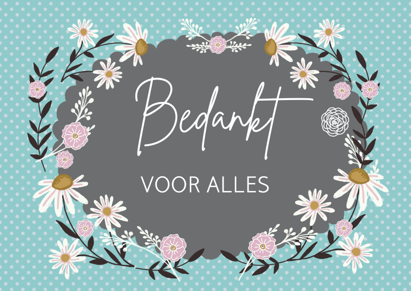 Bedankkaartjes - Bedankt met magrietjes en bloemen