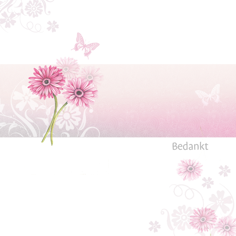Bedankt met roze gerbera - Bedankkaartjes Bedankkaartjes - Bedankt met roze gerbera